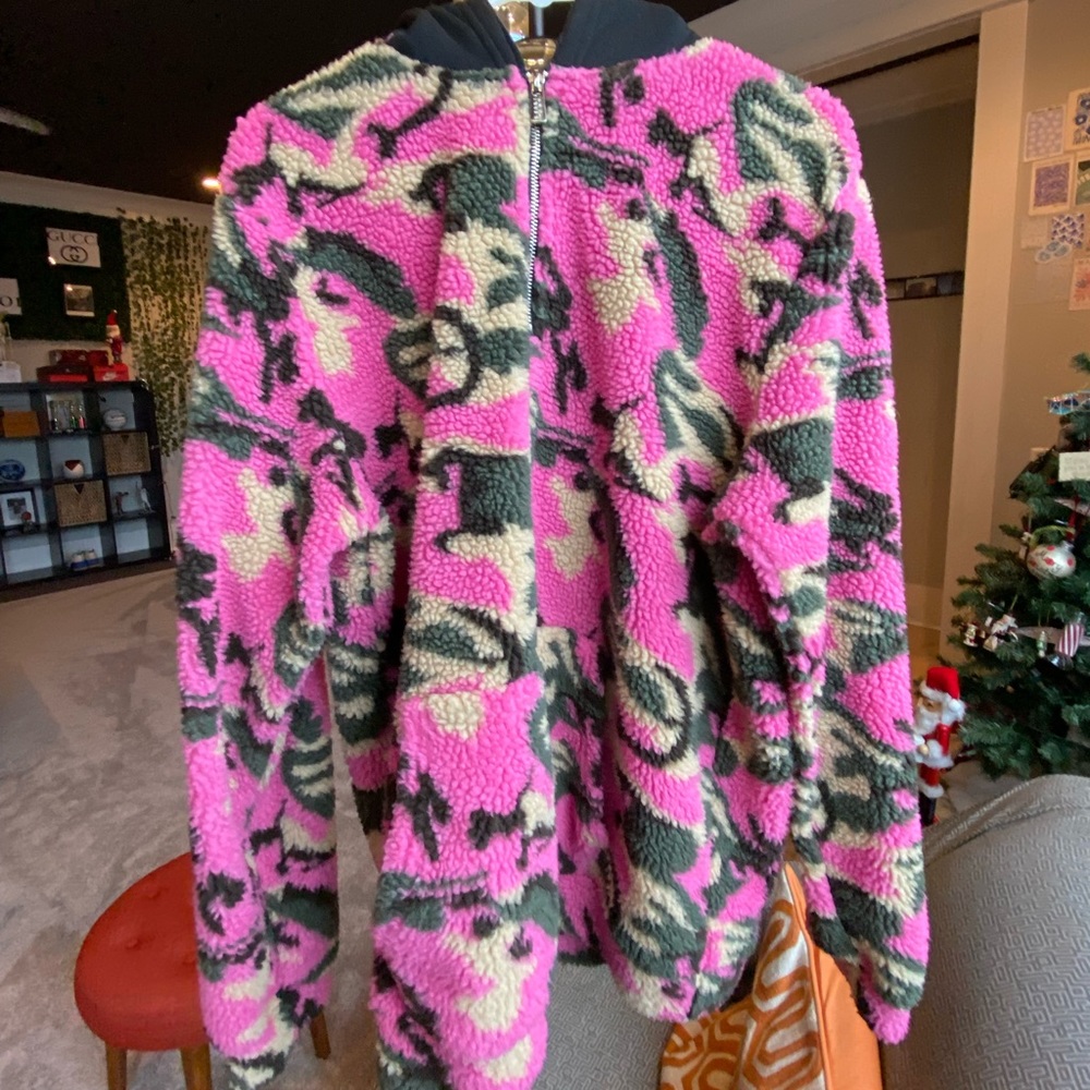 Multi-Color Camo Zip-Up Sweater